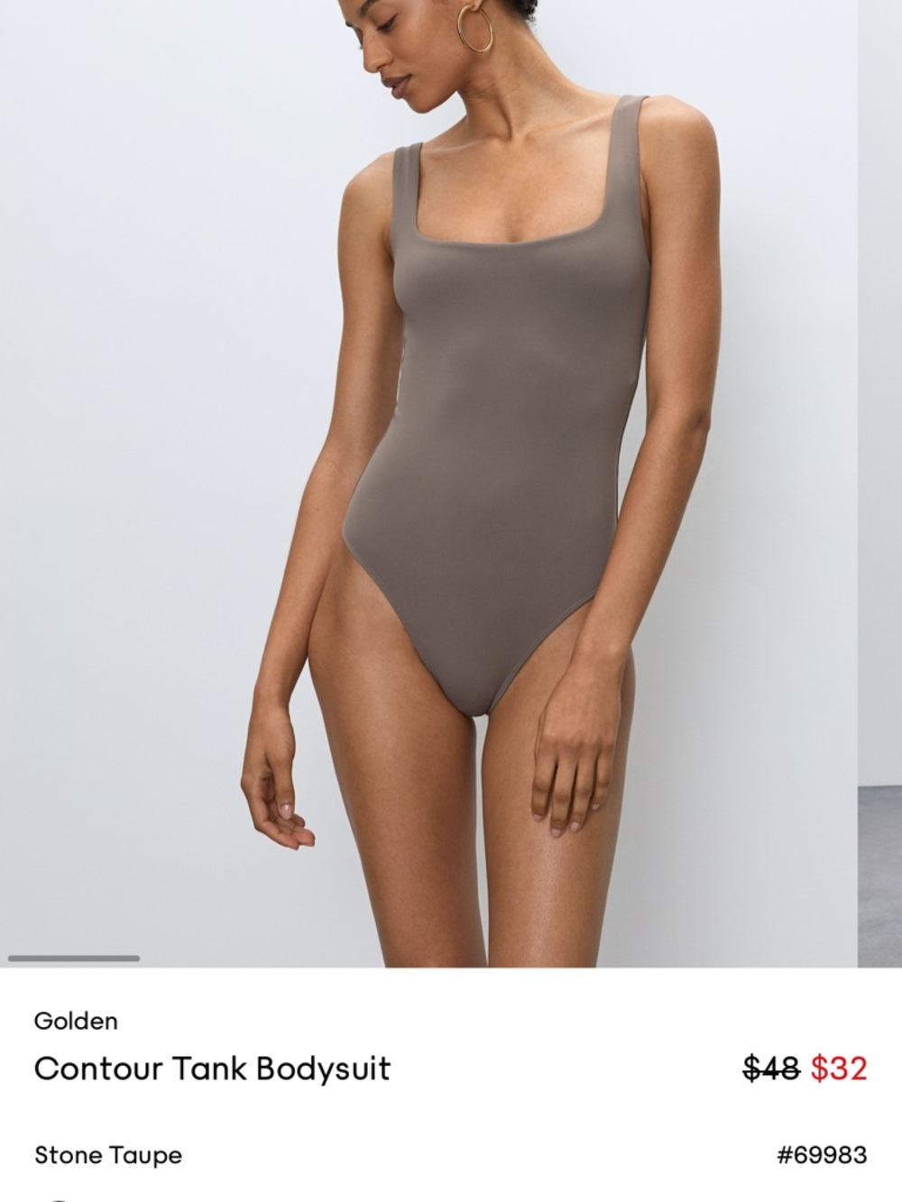 Stone Taupe Contour Tank bodysuit